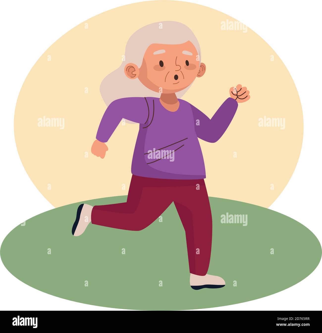 cute old woman running character vector illustration design Stock Vector