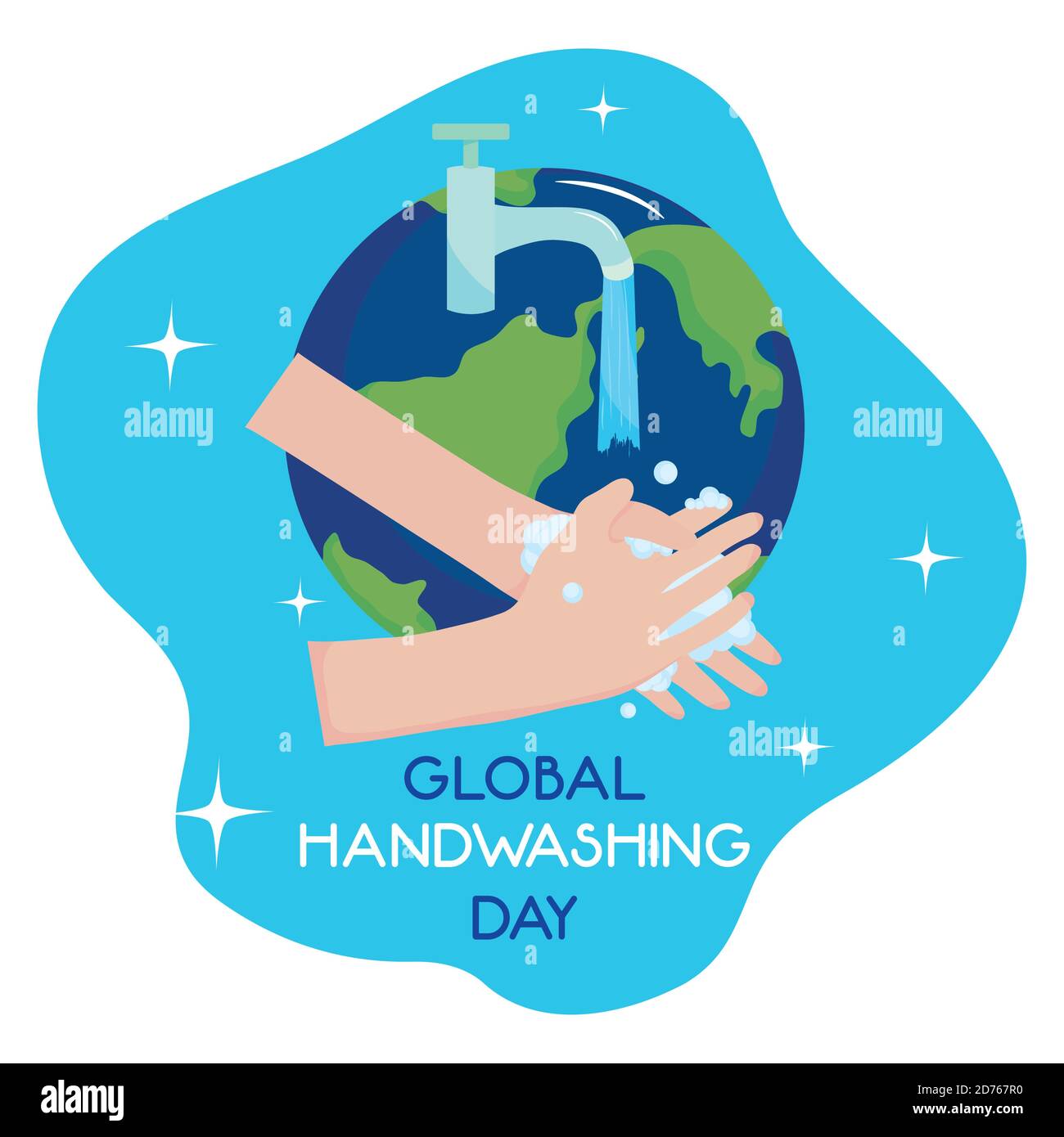 global handwashing day, washing hands faucet water and vector