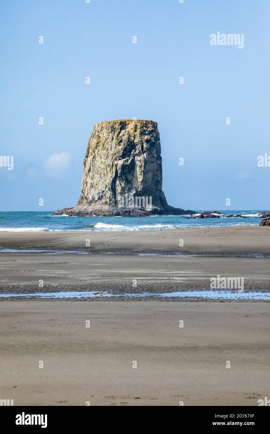 A sea stack off of 2nd Beach, Olympic Coast National Marine Sanctuary / National Park, Washington, USA. Stock Photo