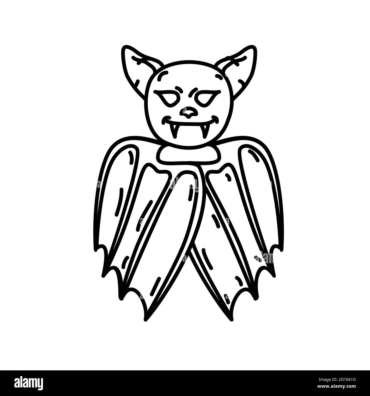 Bat Icon vector. Doodle Hand Drawn or Black Outline Icon Style Stock ...