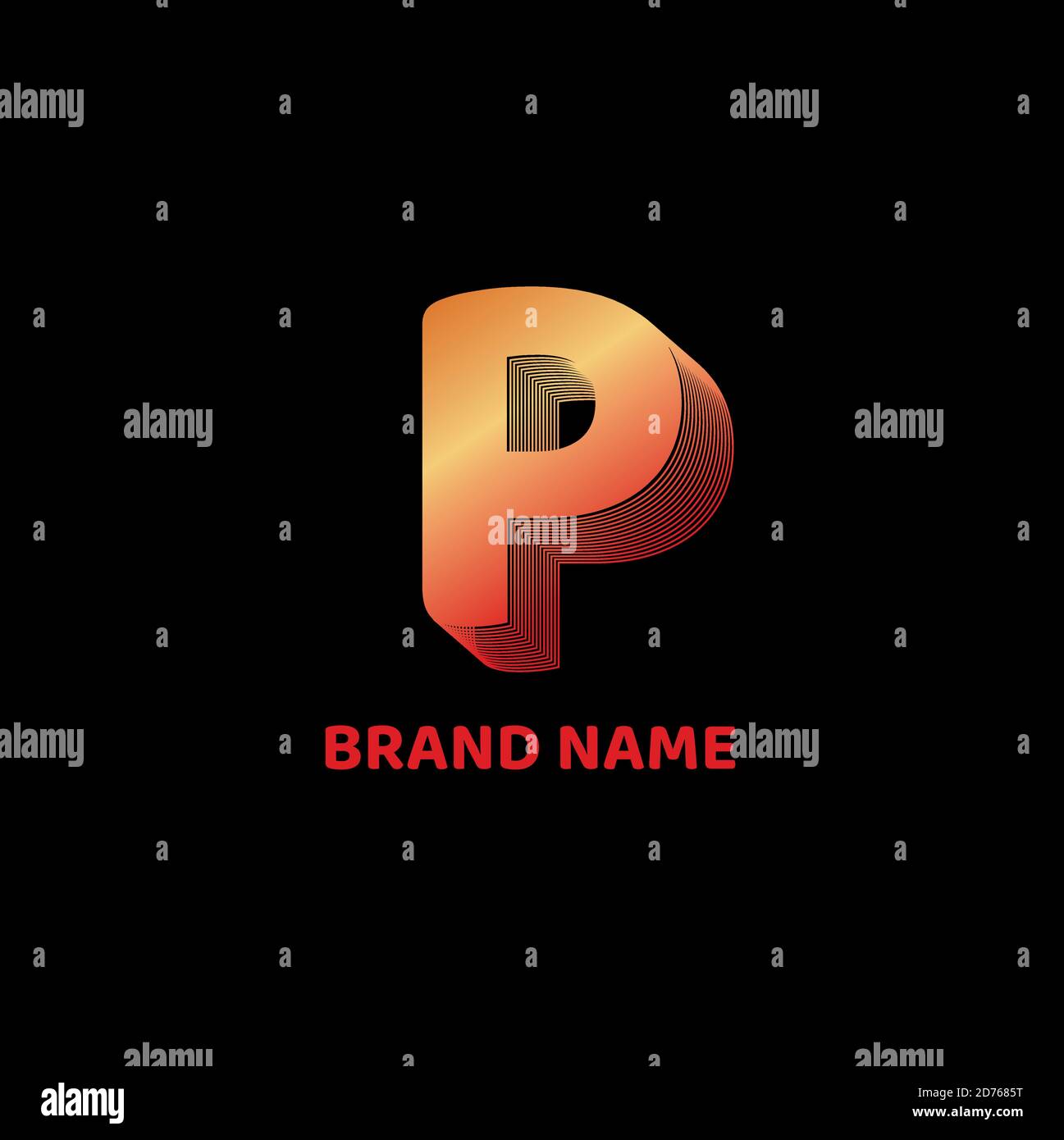 P Company Monogram. P golden letter symbol with the dummy company name. Stock Vector