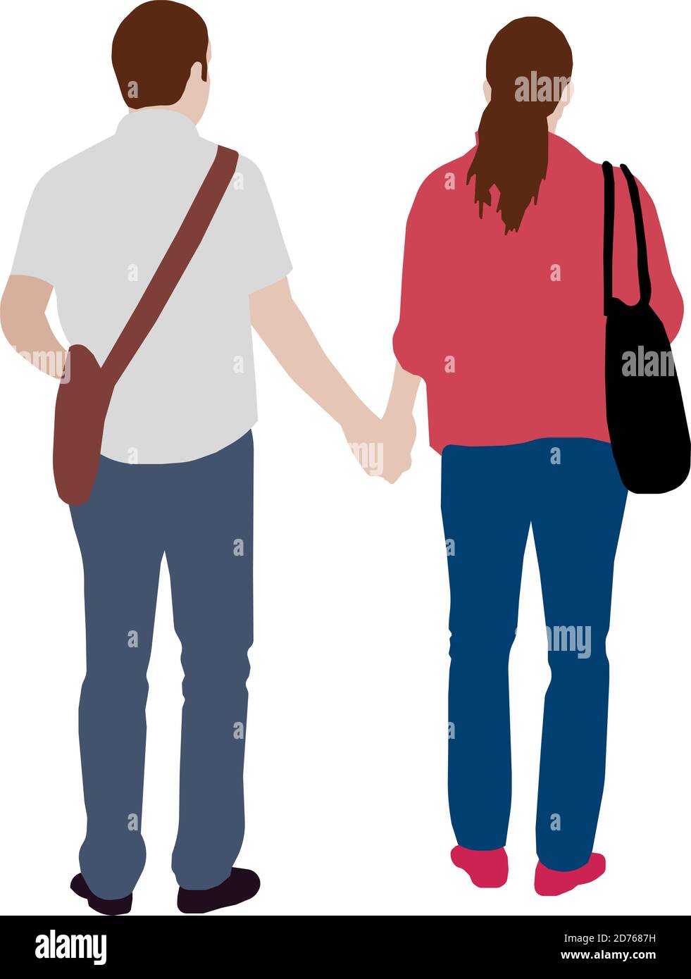 People (daily common life ) silhouette vector illustration / couple, behind Stock Vector