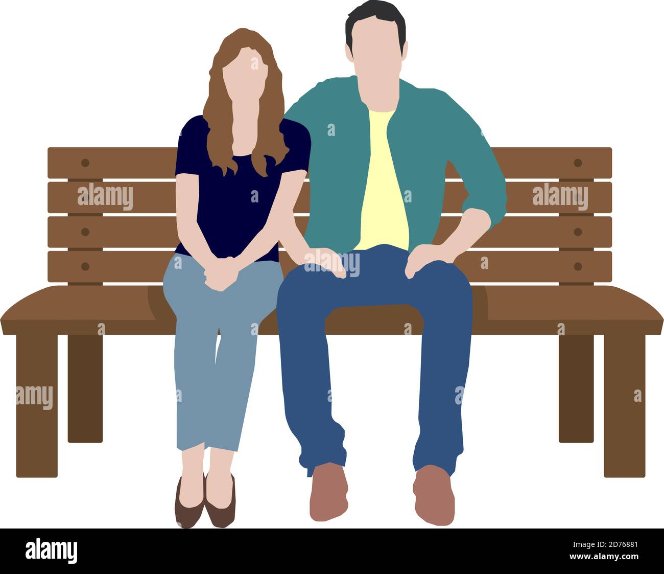 People (daily common life ) silhouette vector illustration / couple sitting on a bench Stock Vector