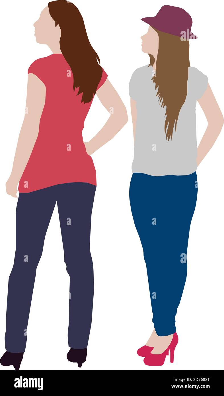 People (daily common life ) silhouette vector illustration / female friends Stock Vector