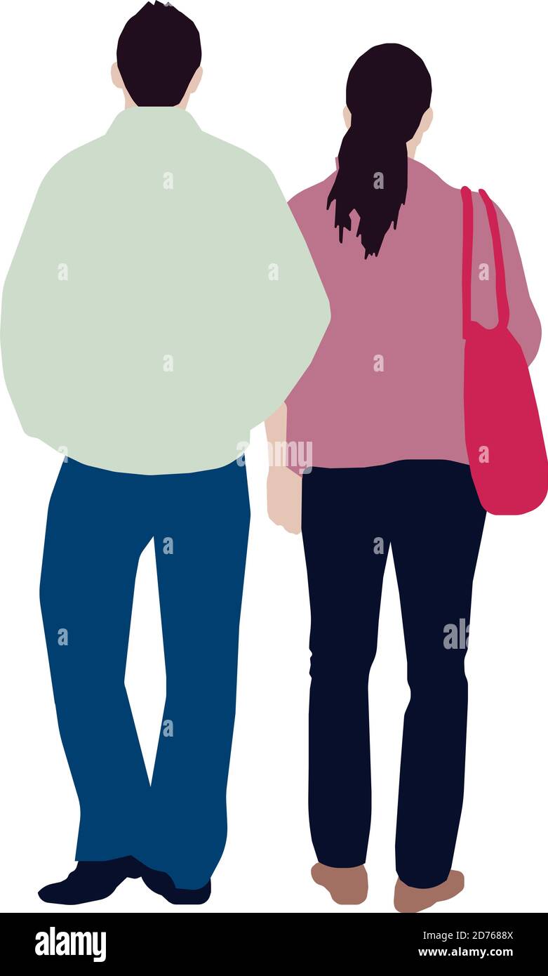 People (daily common life ) silhouette vector illustration / couple, behind Stock Vector