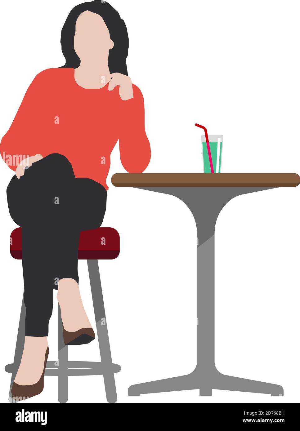 People (daily common life ) silhouette vector illustration / woman in a cafe Stock Vector