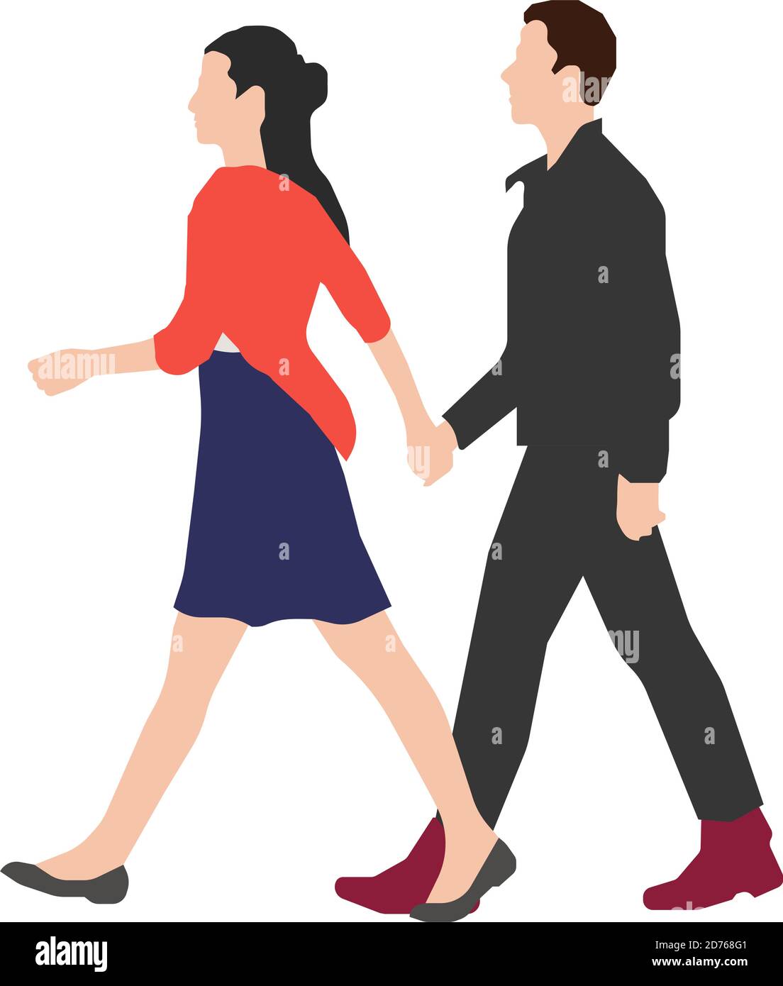 People (daily common life ) silhouette vector illustration / walking couple Stock Vector