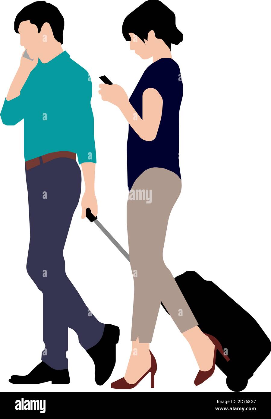 People (daily common life ) silhouette vector illustration / traveling couple Stock Vector