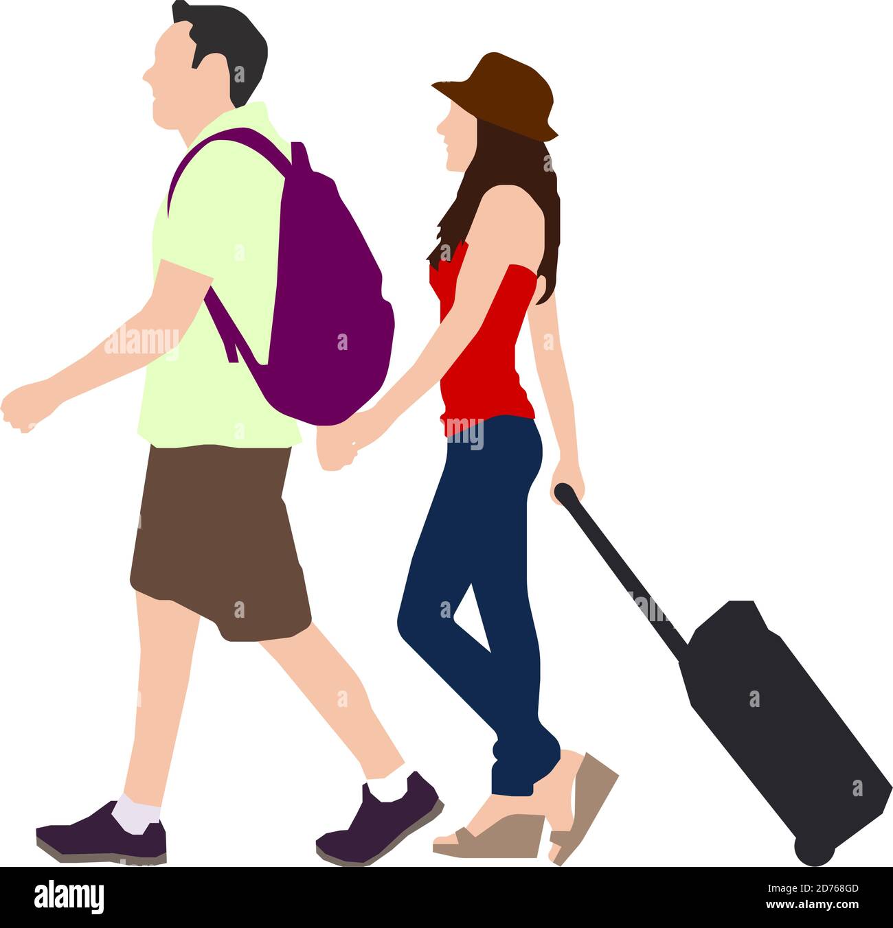 People (daily common life ) silhouette vector illustration / traveling couple Stock Vector