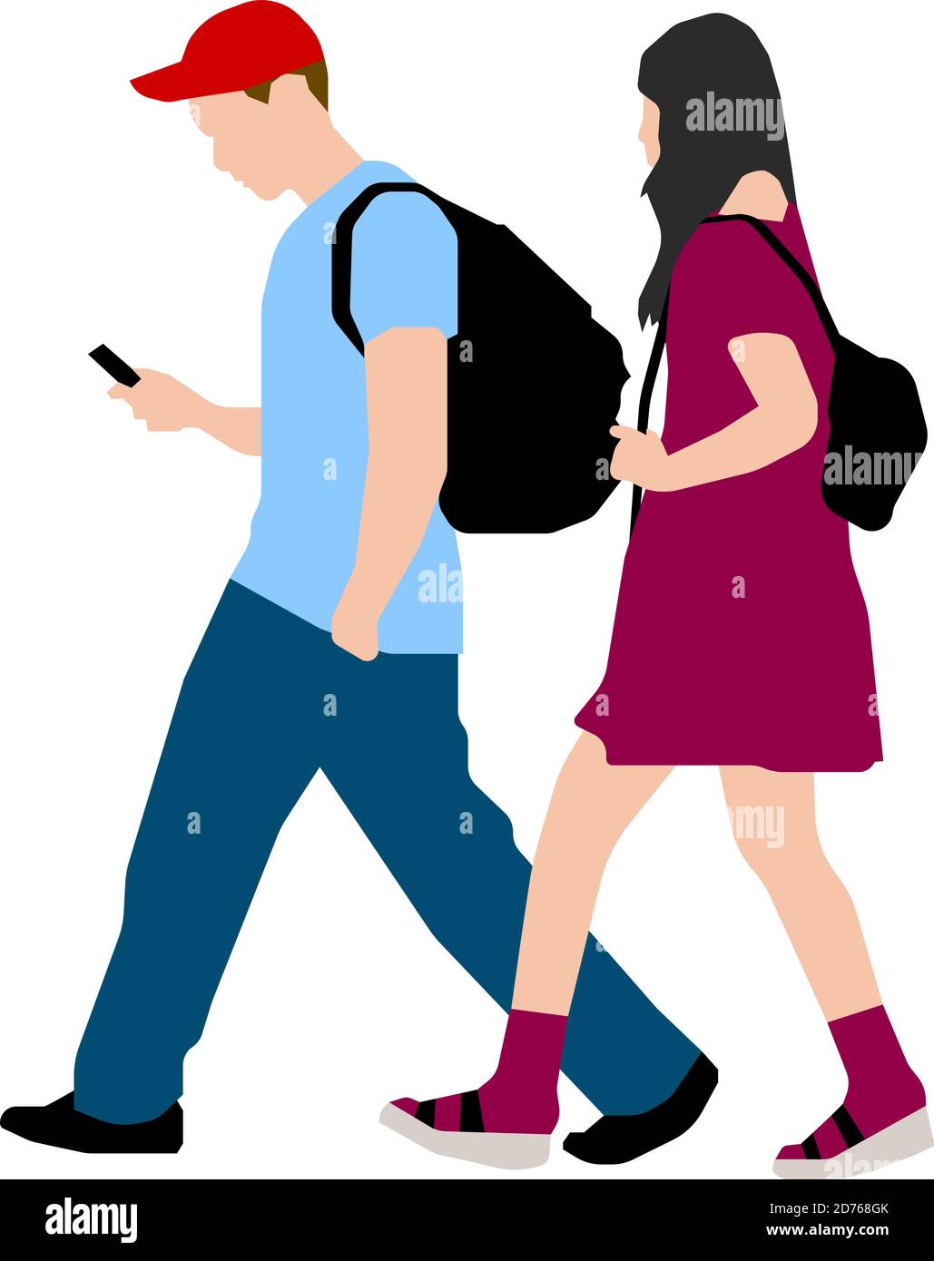 People (daily common life ) silhouette vector illustration / walking couple Stock Vector