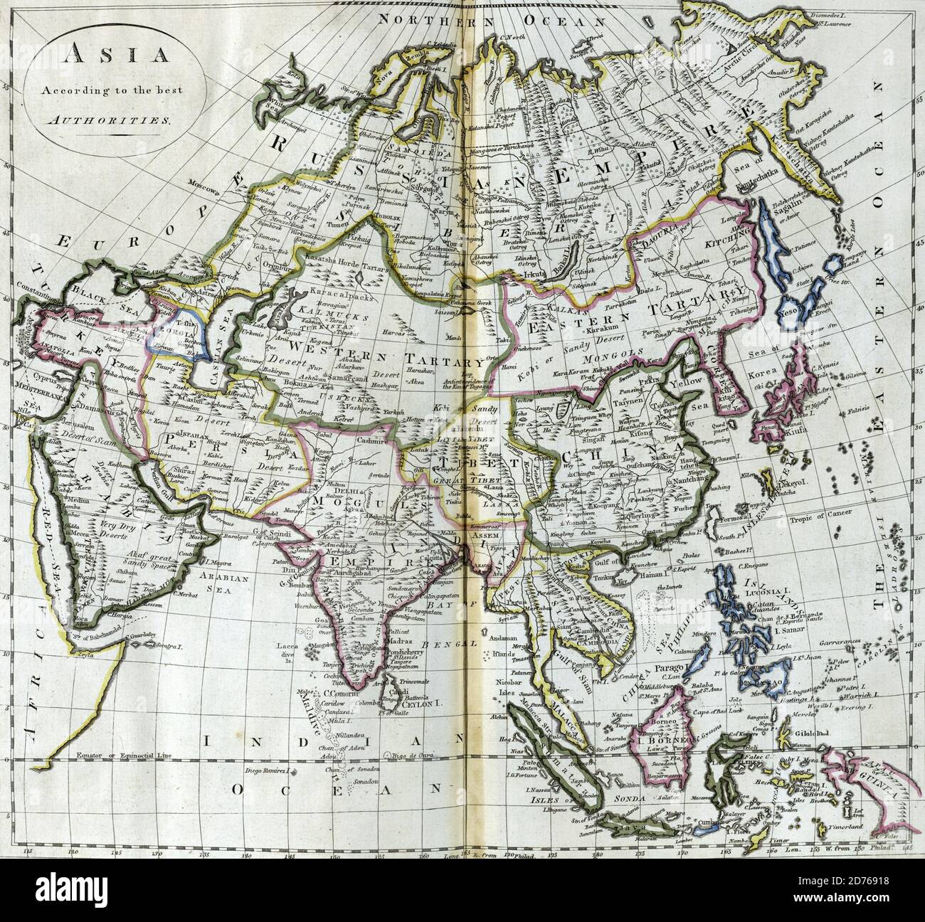 Antique map of Asia from 18th century atlas Creator Carey, Mathew