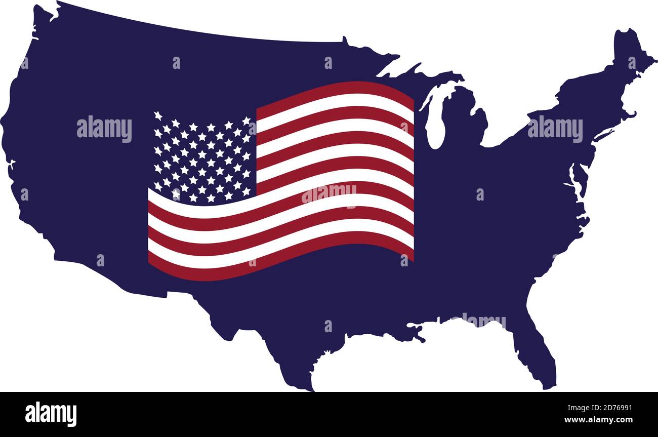 united states of america flag in map vector illustration design Stock ...