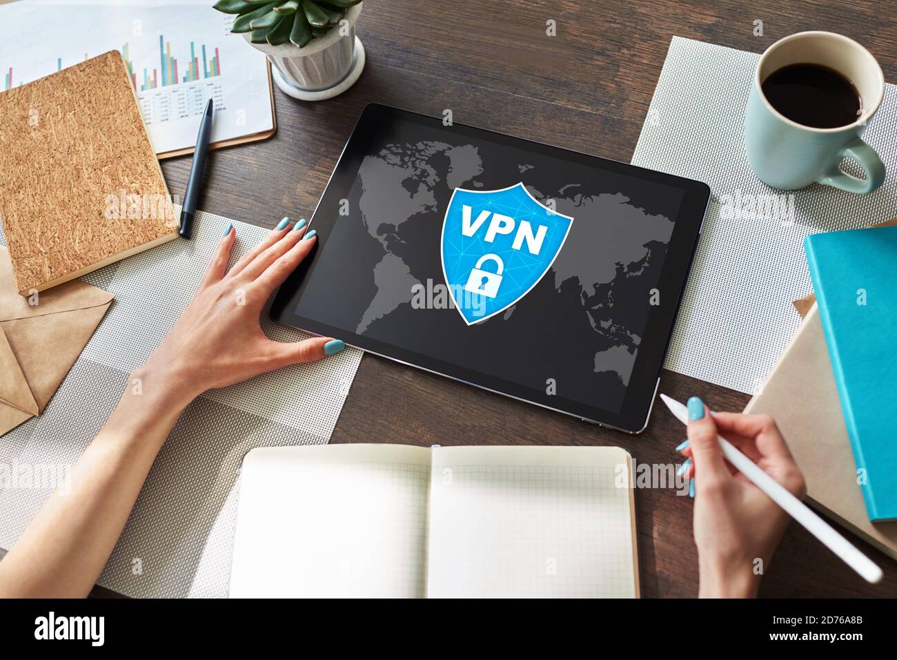 VPN - Virtual perivate network. Internet conncetion privacy concept Stock Photo