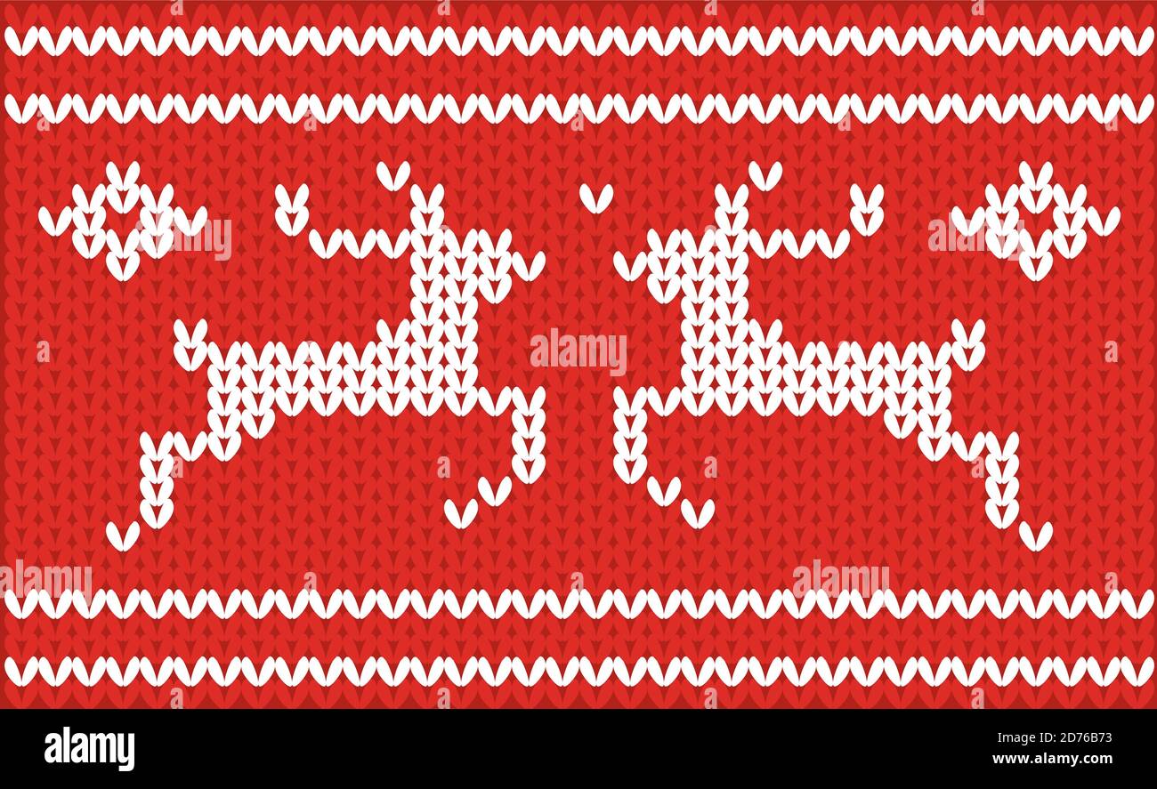 Nordic knitted pattern with deer. vector illustration Stock Vector