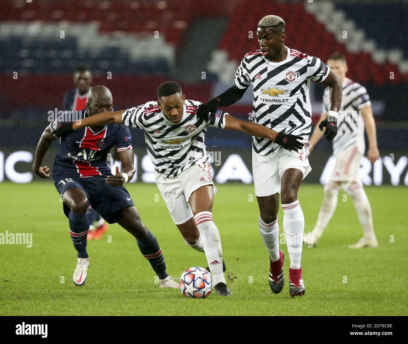 nthony Martial, Paul Pogba of Manchester United during the UEFA Champions League, Group Stage, Group H football match between Paris Saint-Germain (PS Stock Photo