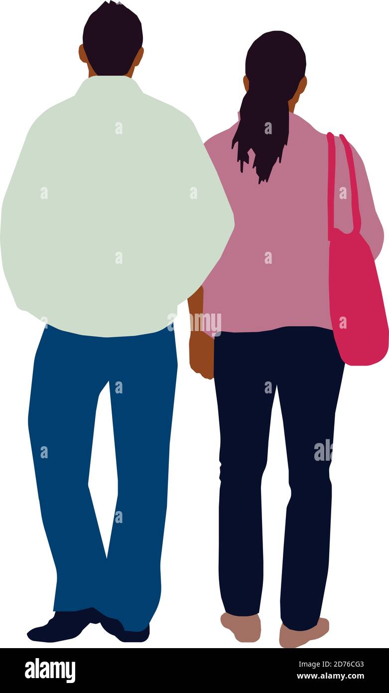 Black People (daily common life ) silhouette vector illustration / couple, behind Stock Vector