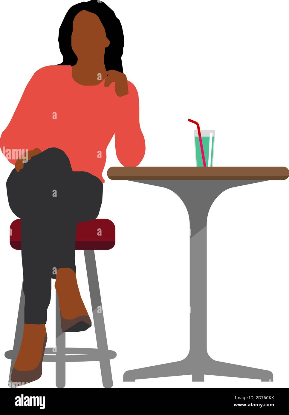 Black people (daily common life ) silhouette vector illustration / woman in a cafe Stock Vector