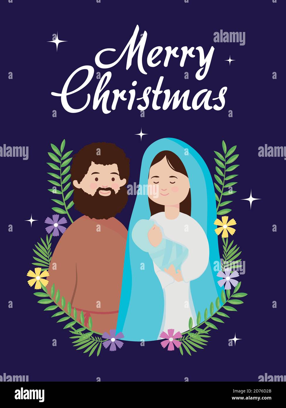 nativity, manger holy mary baby jesus and joseph flowers decoration ...