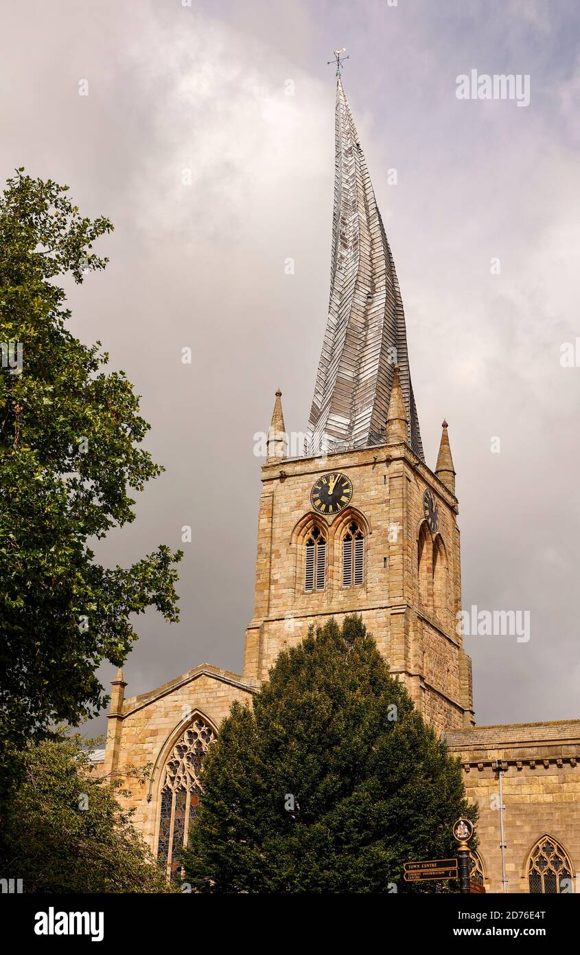 Chesterfield Crooked Spire church Derbyshire England GB Stock Photo