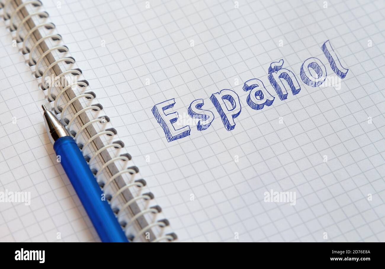 Hand drawing Spanish on sheet of notebook Stock Photo Alamy