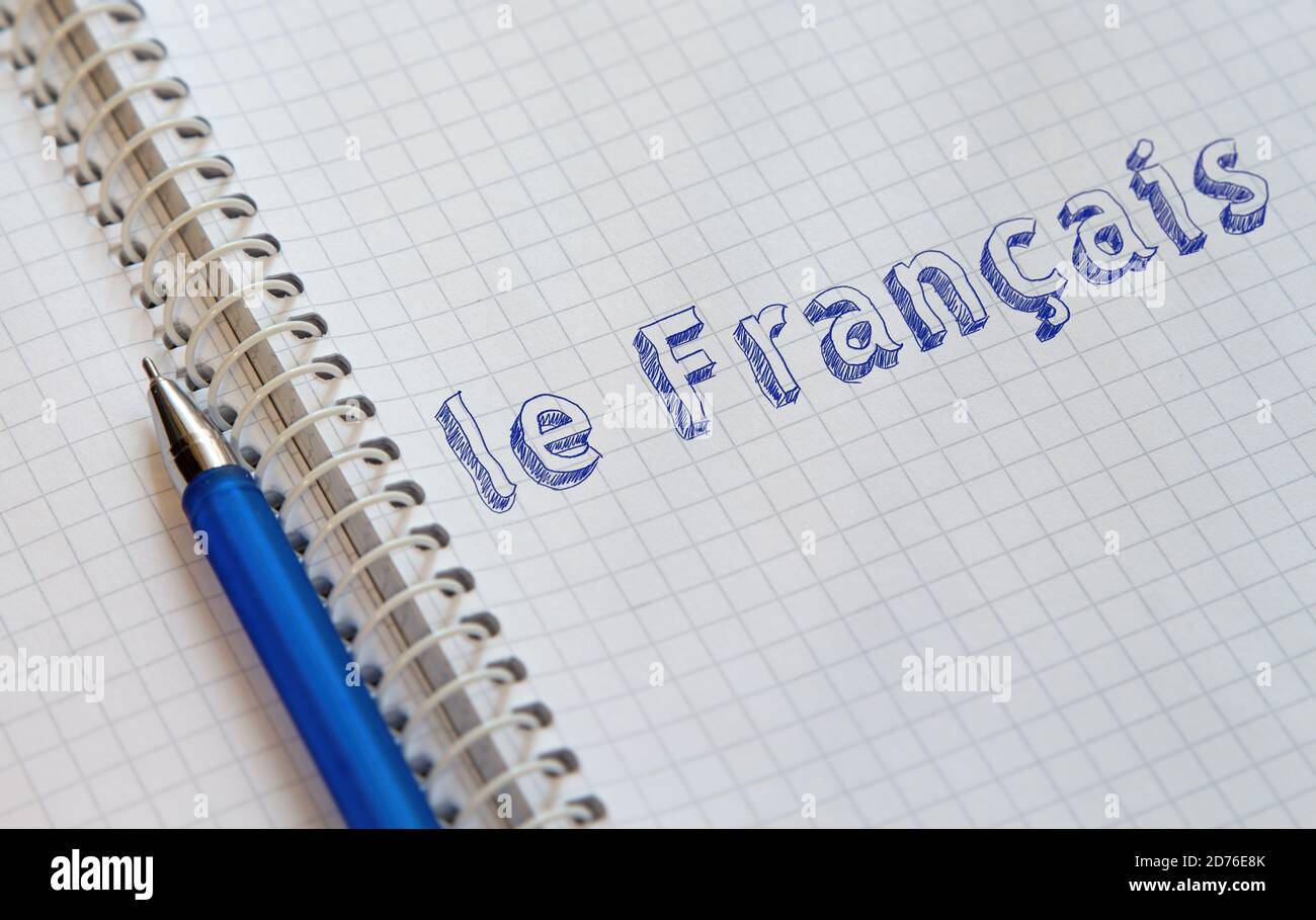Hand drawing French on sheet of notebook Stock Photo Alamy