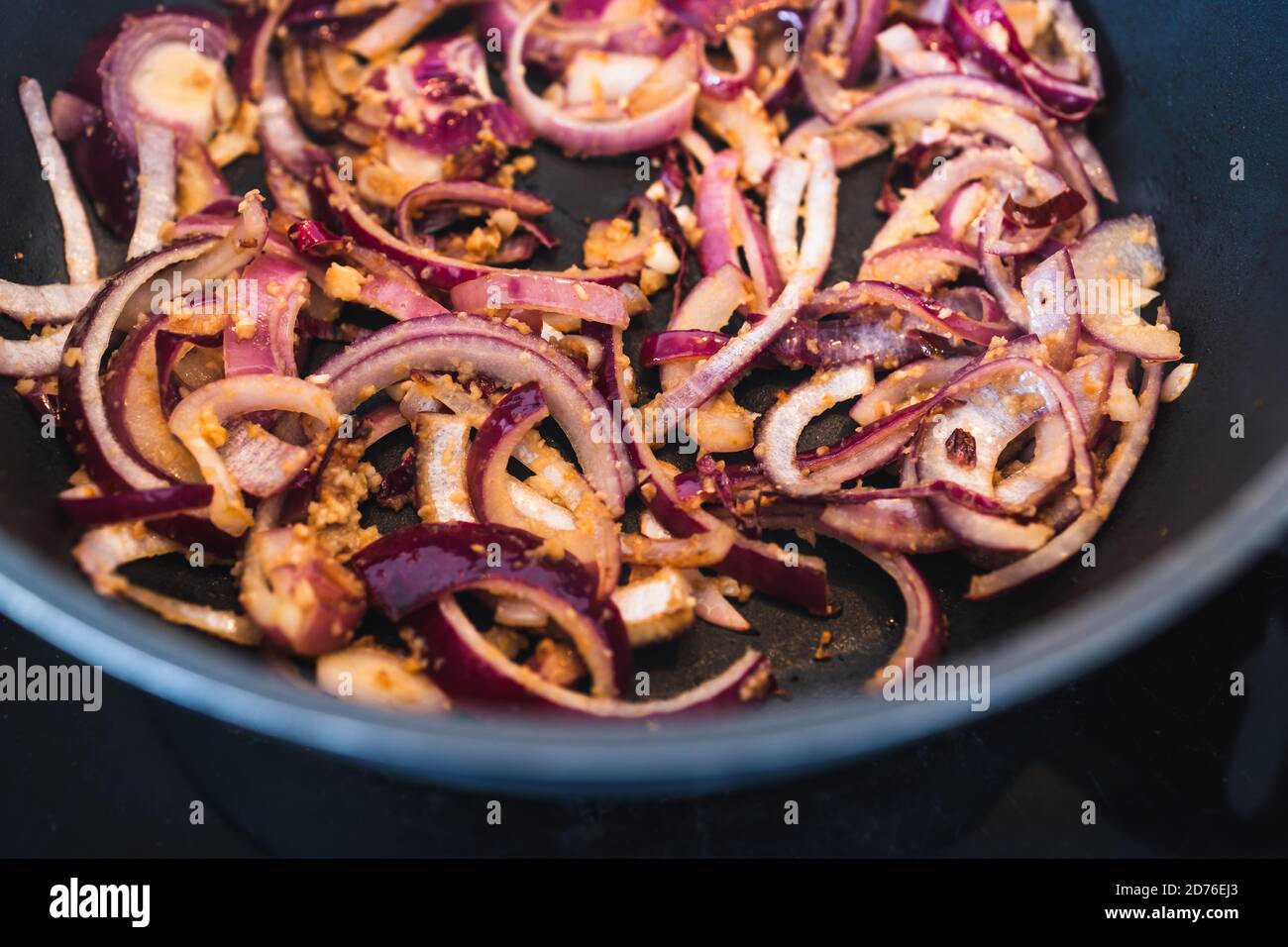 simple food ingredients concept, closeup of caramelised red Spanish