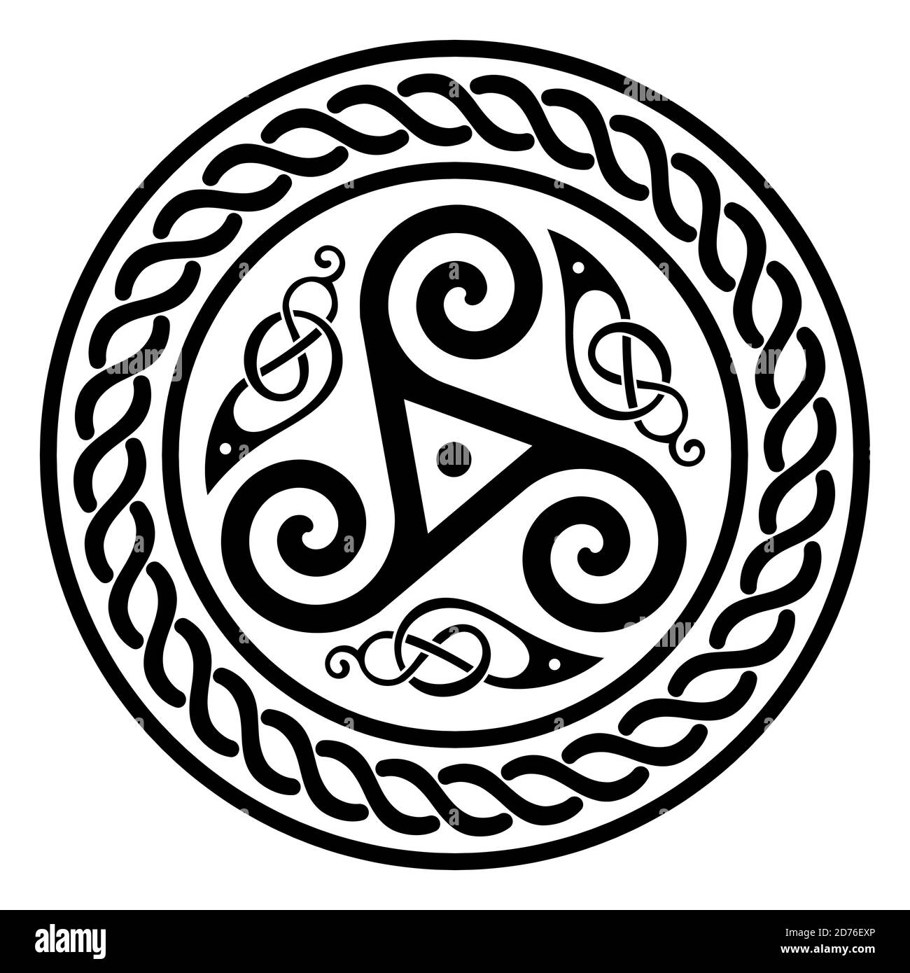 Round Celtic Design, triskele and celtic pattern Stock Vector