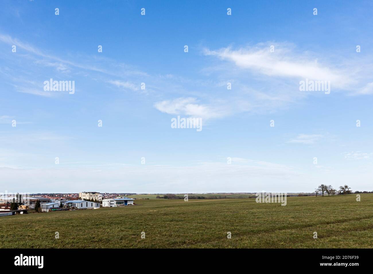 Agrarland, Industriegebiet, Windpark; Windenergie, Iggingen, Schwäbische Alb Stock Photo