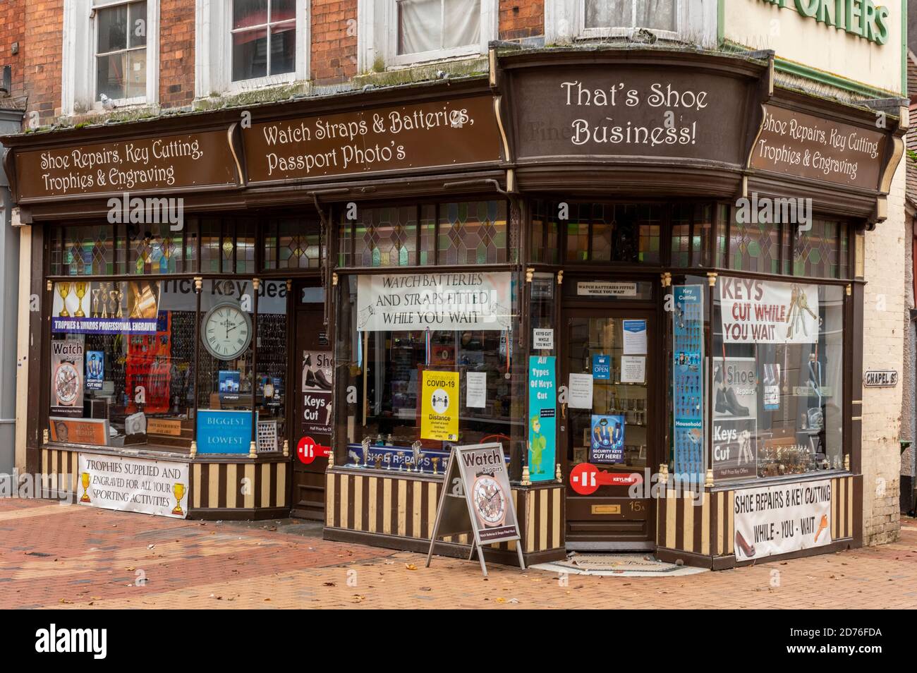 a traditional hardware shop in the town centre of rugby in warwickshire, uk Stock Photo