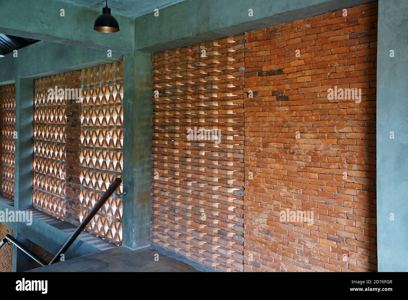 Interior loft design and building decoration of brickwork and cement ...