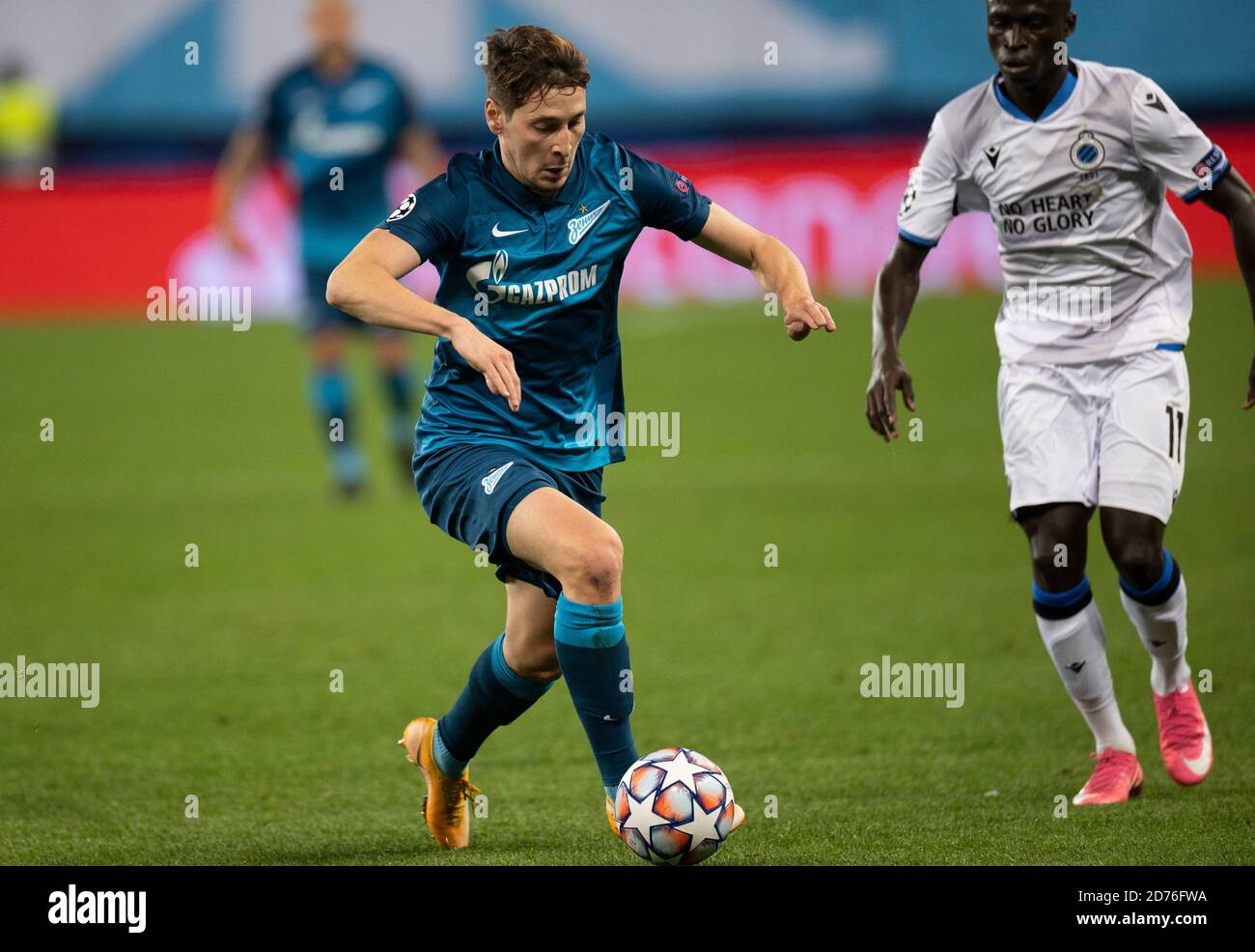 SAINT-PETERSBURG, RUSSIA - OCTOBER 20: Daler Kuzyayev of Zenit St Petersburg during the UEFA Champions League Group F match between Zenit St Petersburg and Club Brugge KV at Gazprom Arena on October 20, 2020 in Saint-Petersburg, Russia [Photo by MB Media] Stock Photo