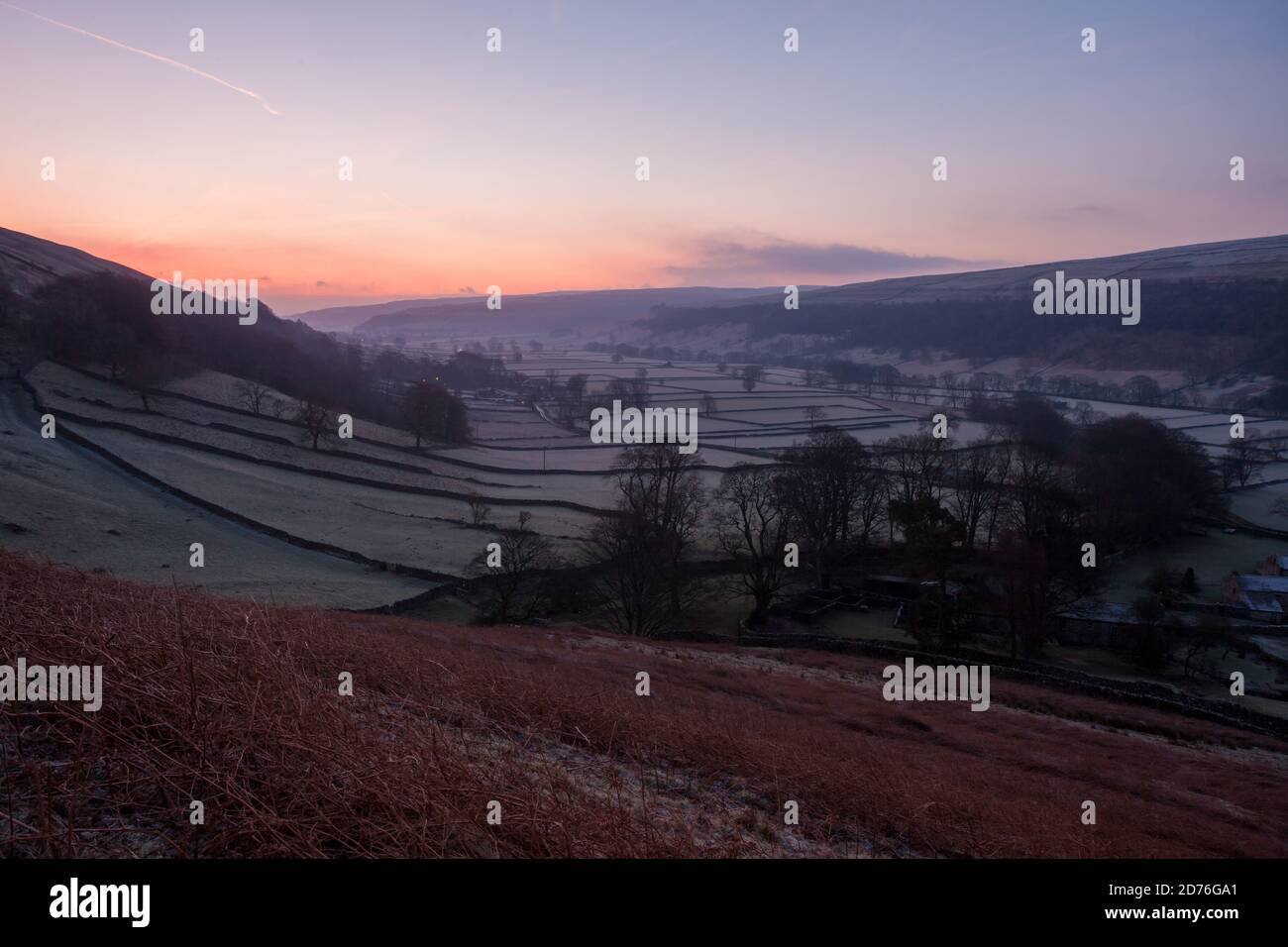 Sunrise over Upper Wharfedale in the Yorkshire Dales National Park Stock Photo