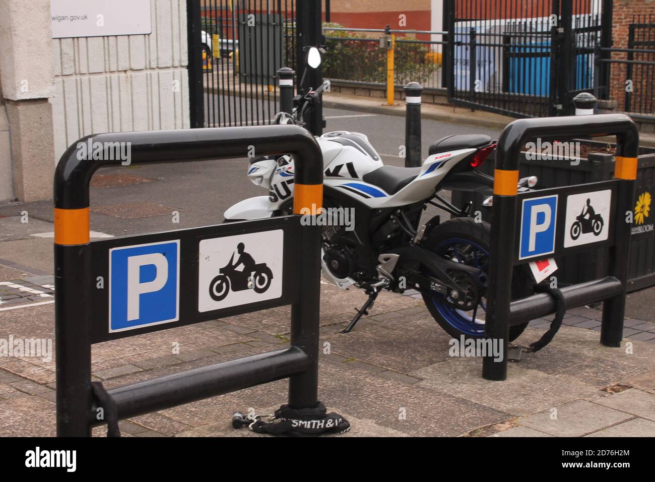 Motorcycle parking sign motorbike hires stock photography and images Alamy
