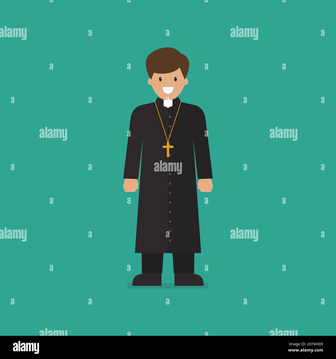 Catholic Priest Vector Illustration Flat Style People Stock Vector