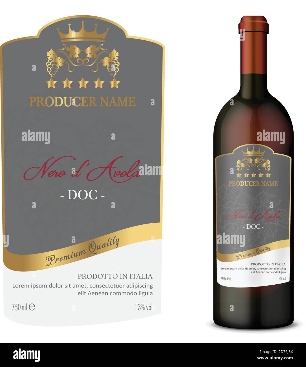 Download Vector Wine Label And Bottle Of Wine Mockup With This Label Stock Vector Image Art Alamy