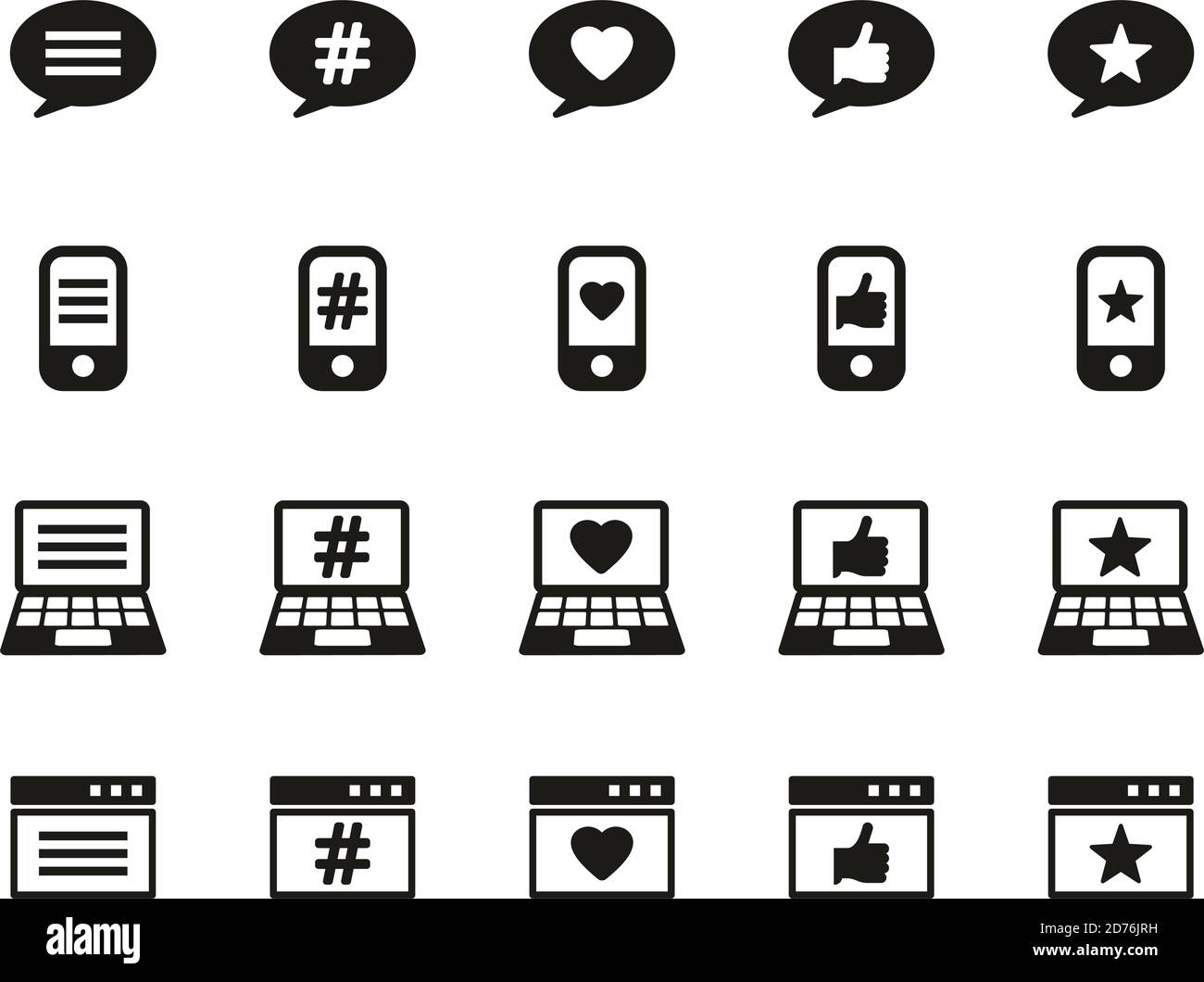 Feedback & Rating Icons Black & White Set Big Stock Vector