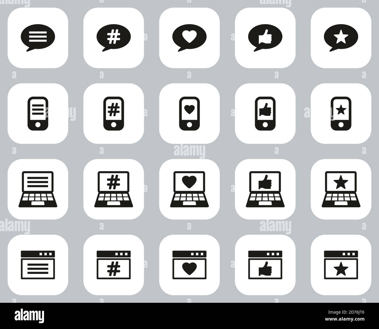 Feedback & Rating Icons Black & White Flat Design Set Big Stock Vector