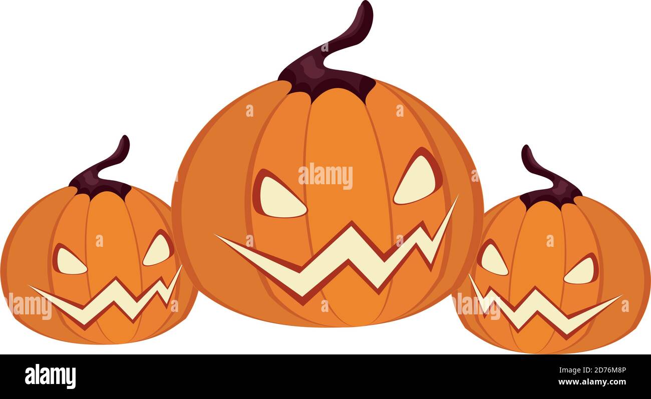 halloween pumpkins faces lanterns icons vector illustration design Stock Vector