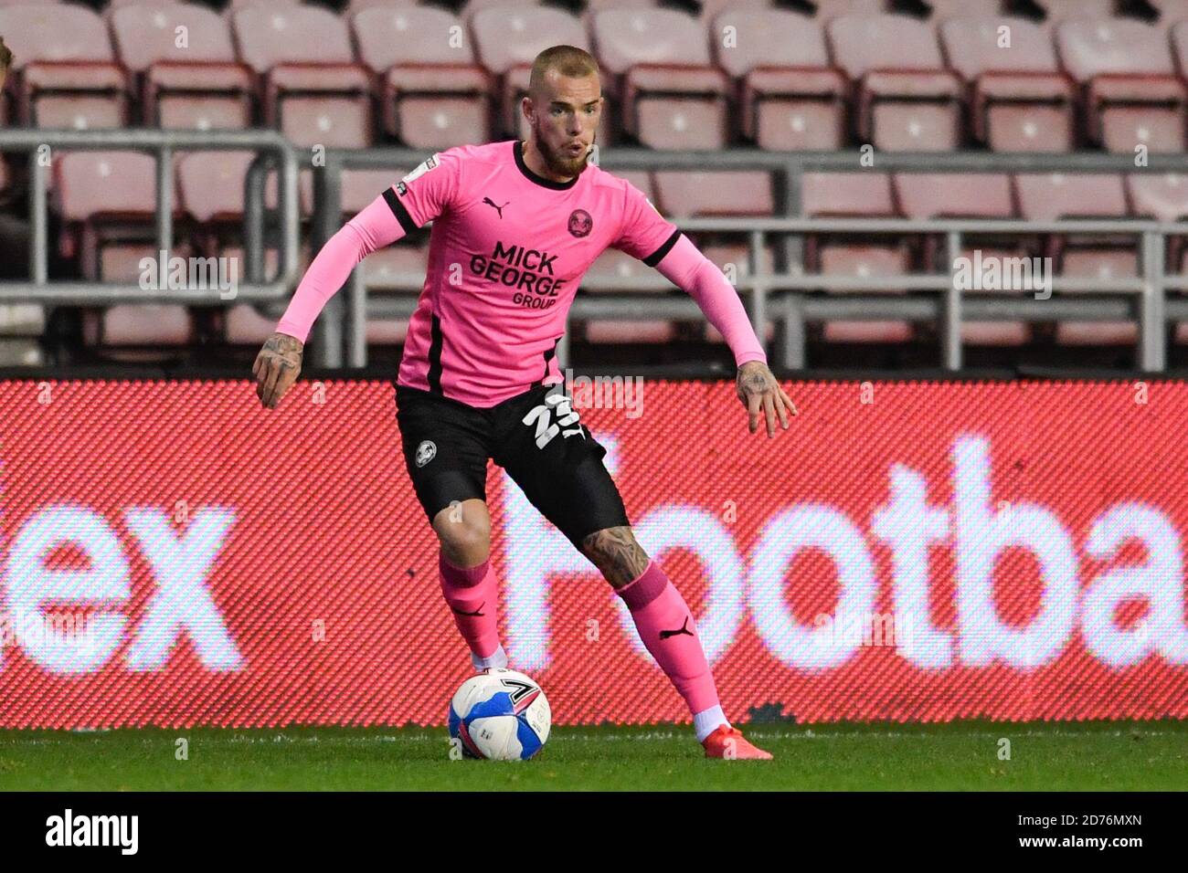 Joe Ward (23) of Peterborough United in action during the game Stock