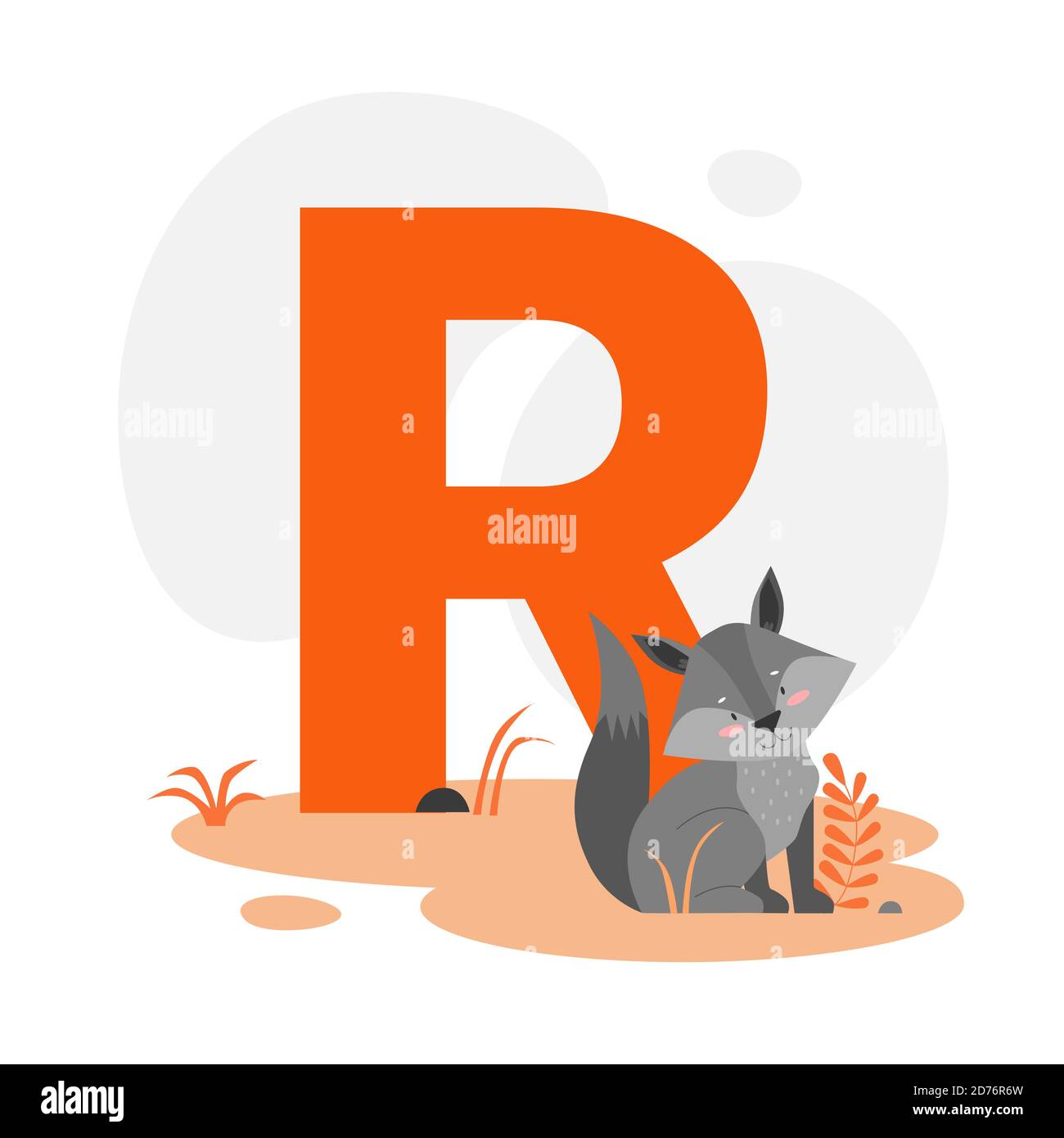 Children ABC english animal alphabet with R letter and cute Raccoon