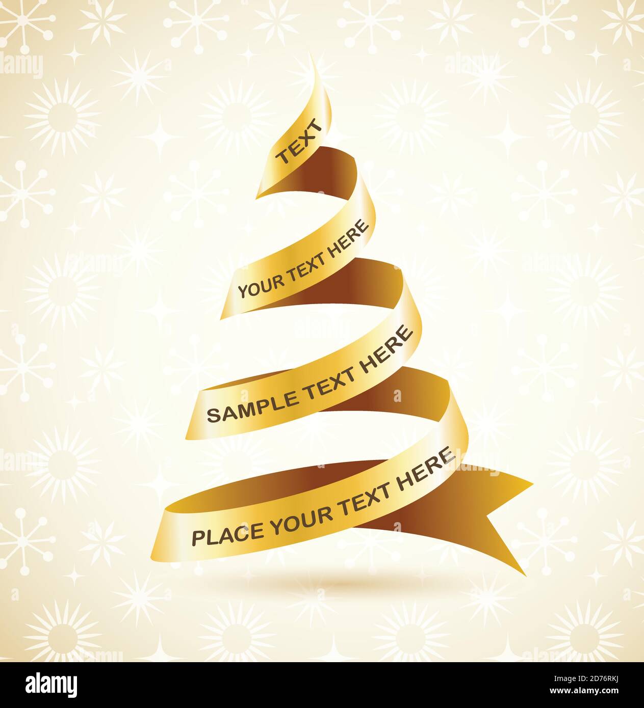 Golden ribbon Christmas tree Stock Vector Image & Art Alamy
