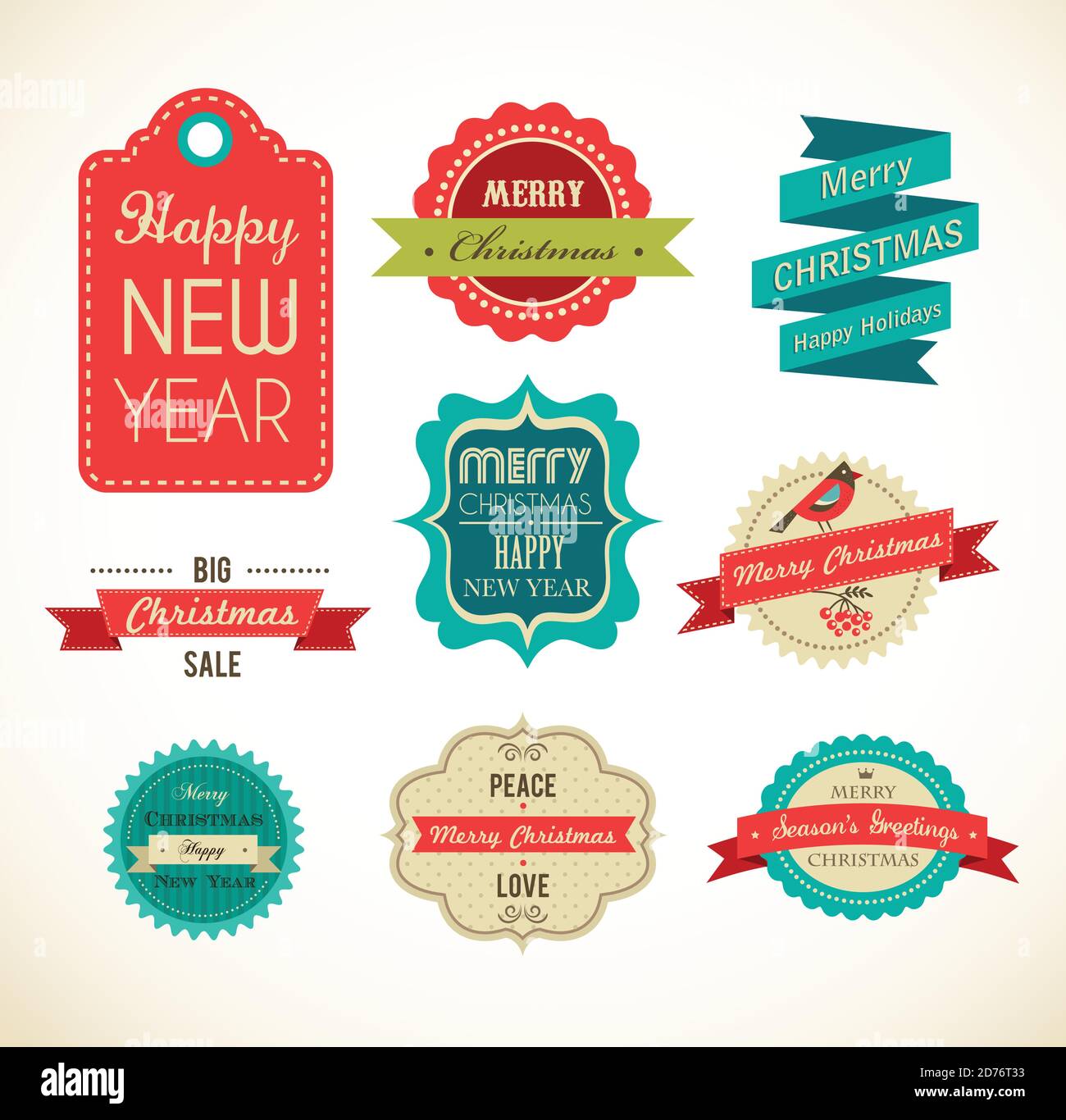 Merry Christmas and Happy New Year labels and tags Stock Vector Image ...