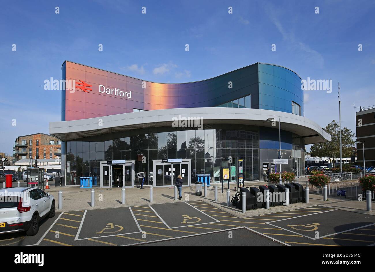 The new Dartford railway station - main building, London, UK. Opened in 2013, designed by RKG Partnership Stock Photo
