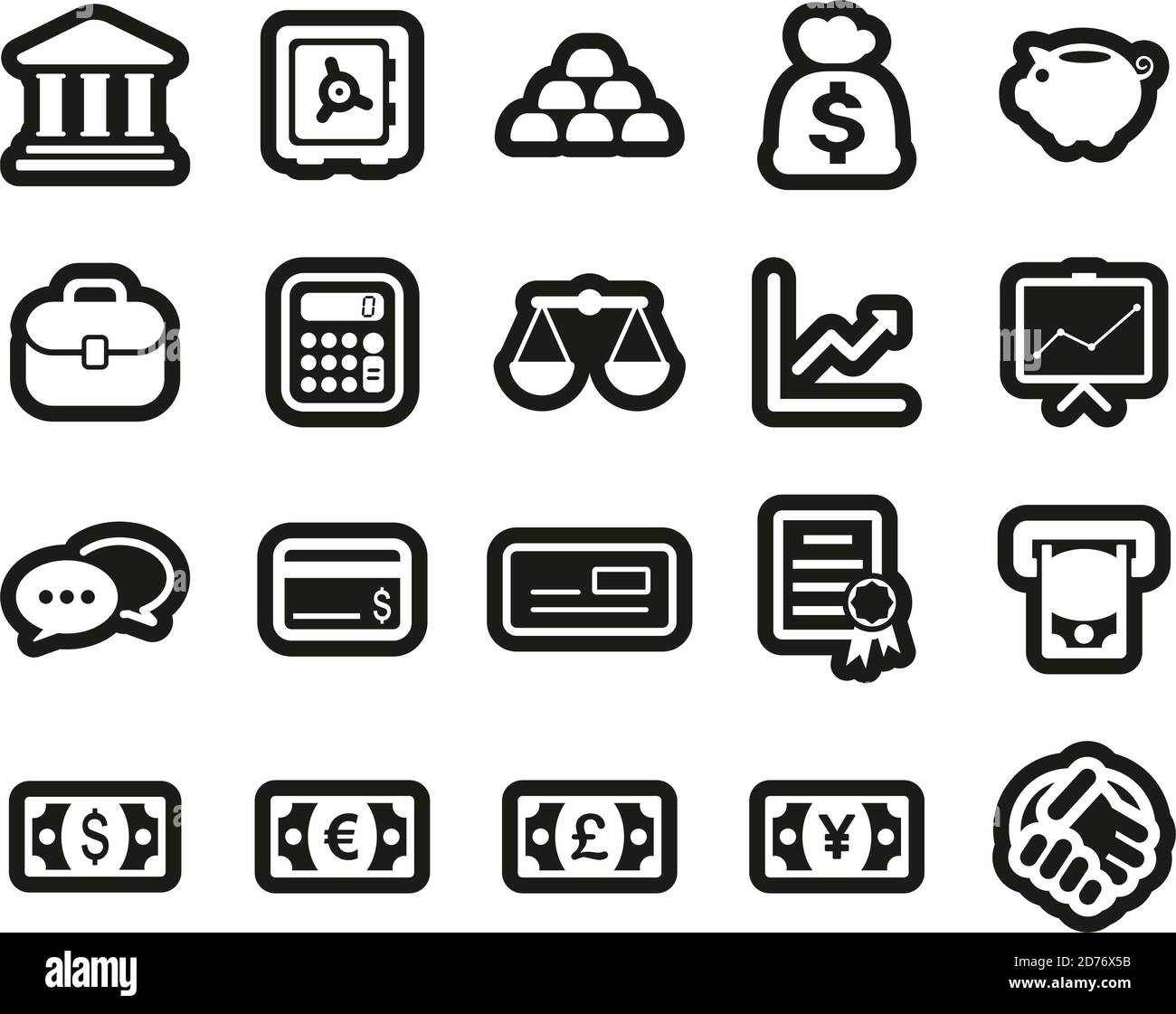 Finance & Investment Icons White On Black Sticker Set Big Stock Vector ...