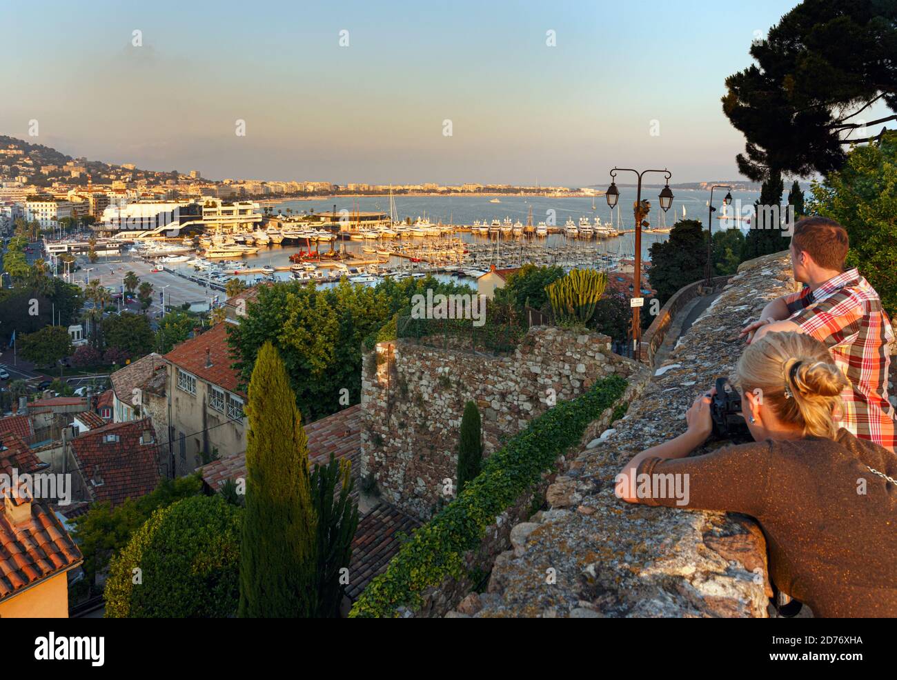 Cannes, Cote d'Azur, French Riviera, Provence, France.  Looking down onto La Suquet, the old town, from Suquet Hill. Stock Photo