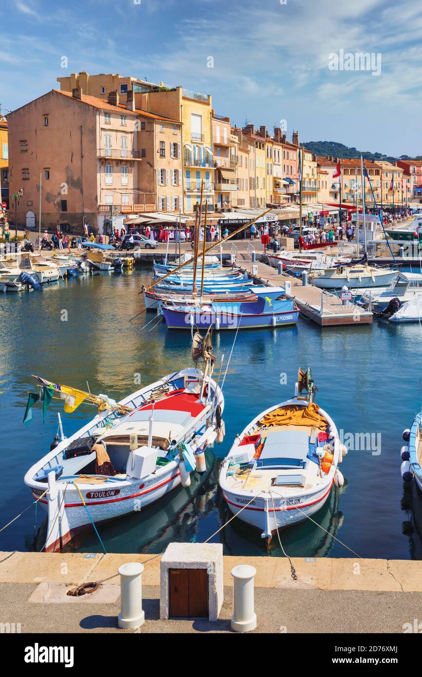 Saint-Tropez, Cote d'Azur, French Riviera, Provence, France. Harbour, waterfront, promenade. Stock Photo