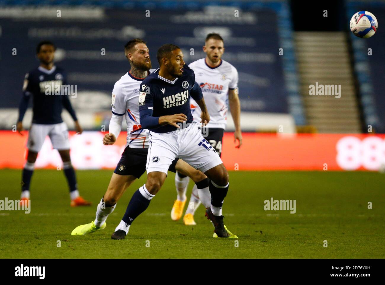 LONDON, United Kingdom, OCTOBER 20: Kenneth Zohore of Millwall during Sky Bet Championship between Millwall and of Luton Town at The Den Stadium, Lond Stock Photo