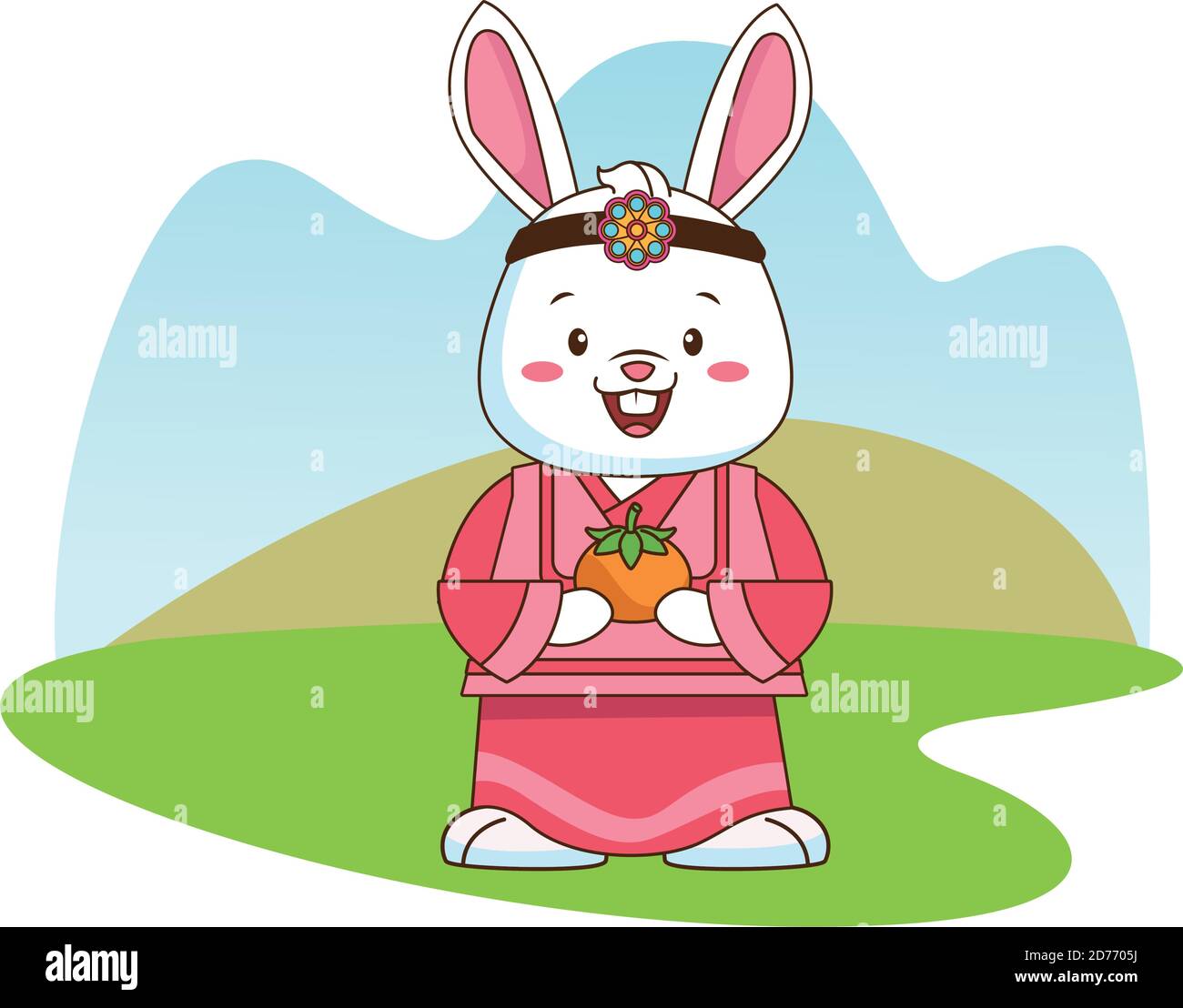 chinese rabbit animal character icon vector illustration design Stock ...