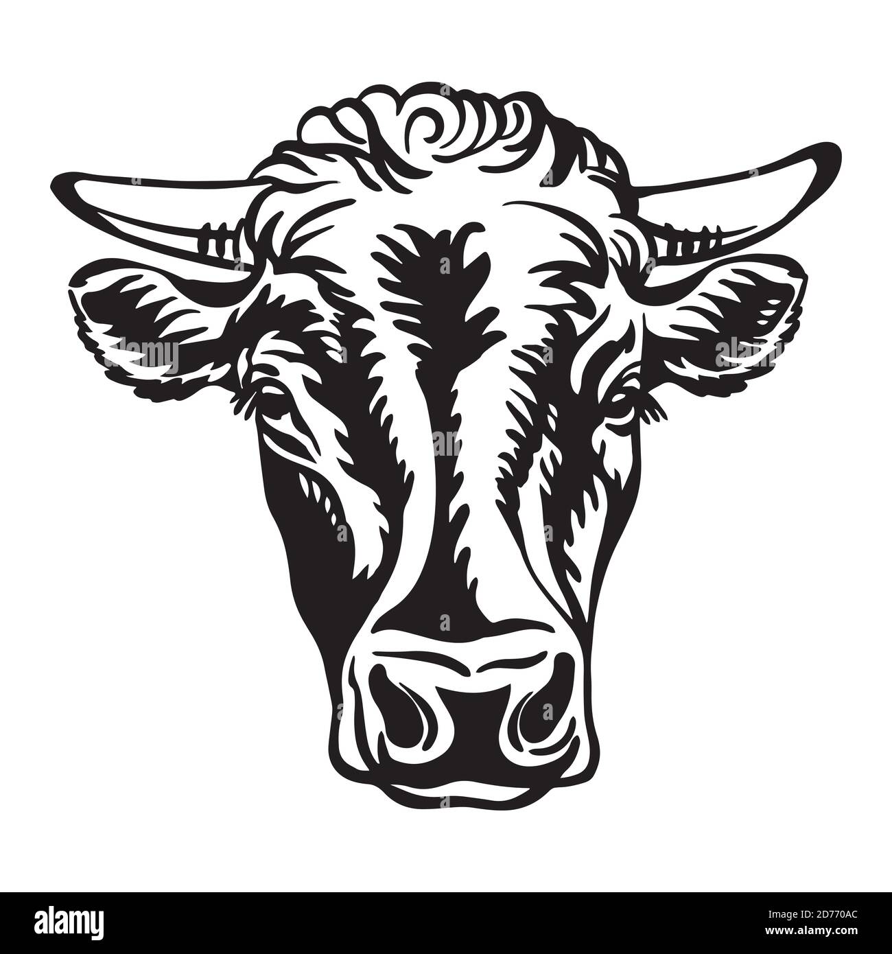 Black contour portrait of the cow vector Stock Vector Image & Art - Alamy