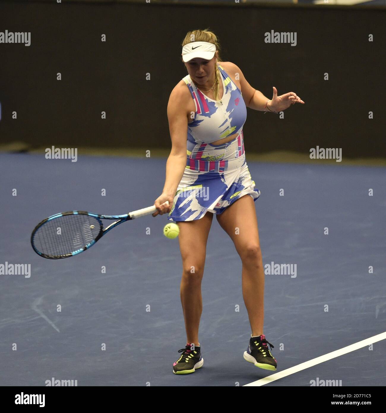 Ostrava, Czech Republic. 21st Oct, 2020. ***CTK POOL*** American tennis  player Amanda Anisimova in action during the match vs. Belgian player Elise  Mertens during the J&T Banka Ostrava Open 2020 tennis tournament